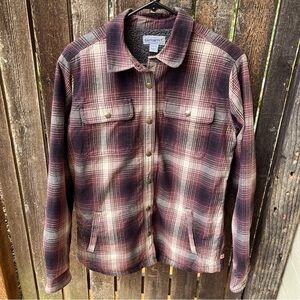 Carhartt Wm’s Hubbard Sherpa Lined Plaid Flannel Shirt Jacket In Deep Wine Sz M